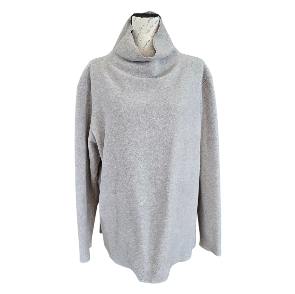 Jones New York Taupe High Turtleneck Long Sleeve Fleece Top XL